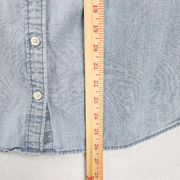 J Crew Shirt Womens Medium Blue Denim Perfect Fit Long Sleeve Button Front - Picture 5 of 11